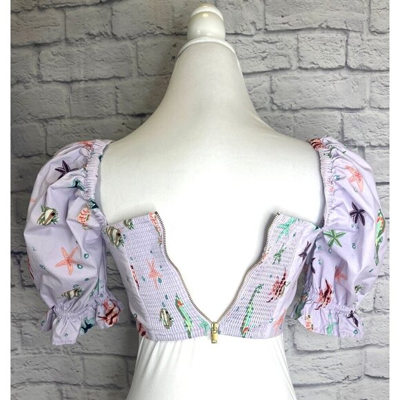 Hill House Isabella Crop Top Ladies Size Small Sea Creatures - Picture 3 of 7